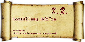 Komlóssy Róza névjegykártya